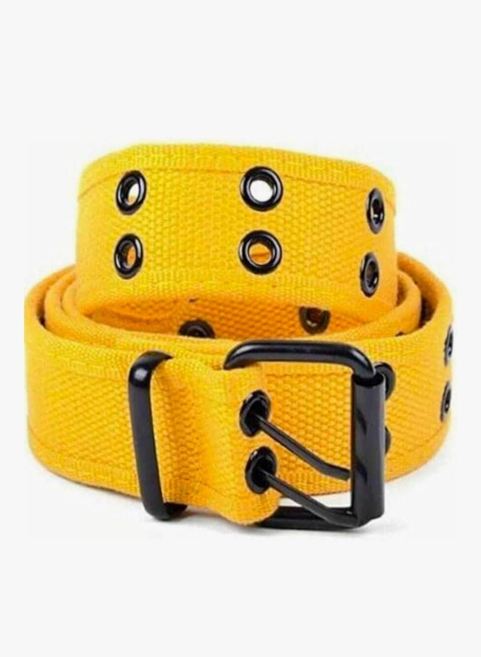 🔸️Unisex Yellow Double Grommet Canvas Belt Small